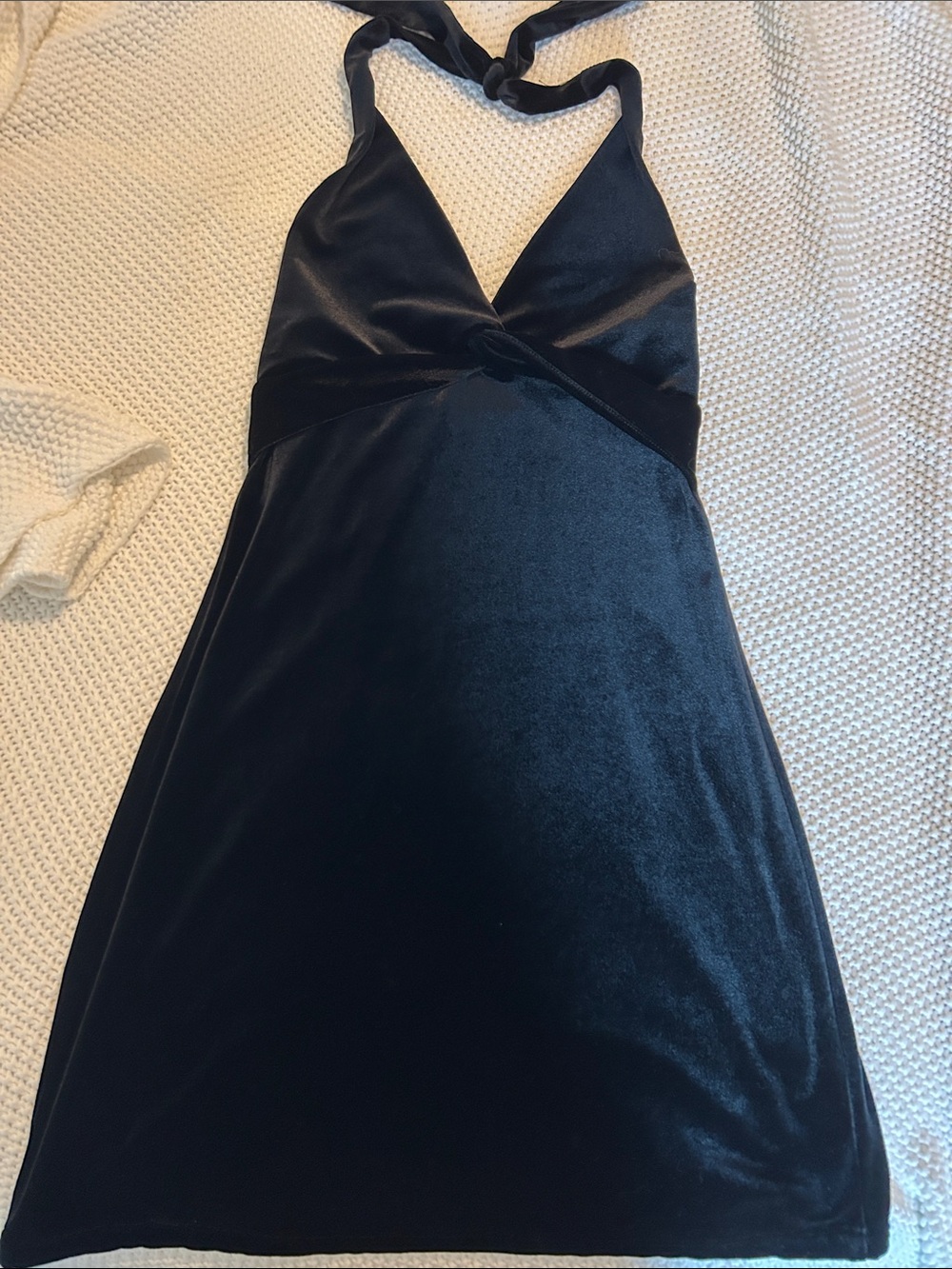 Black Satin Halter Mini Dress